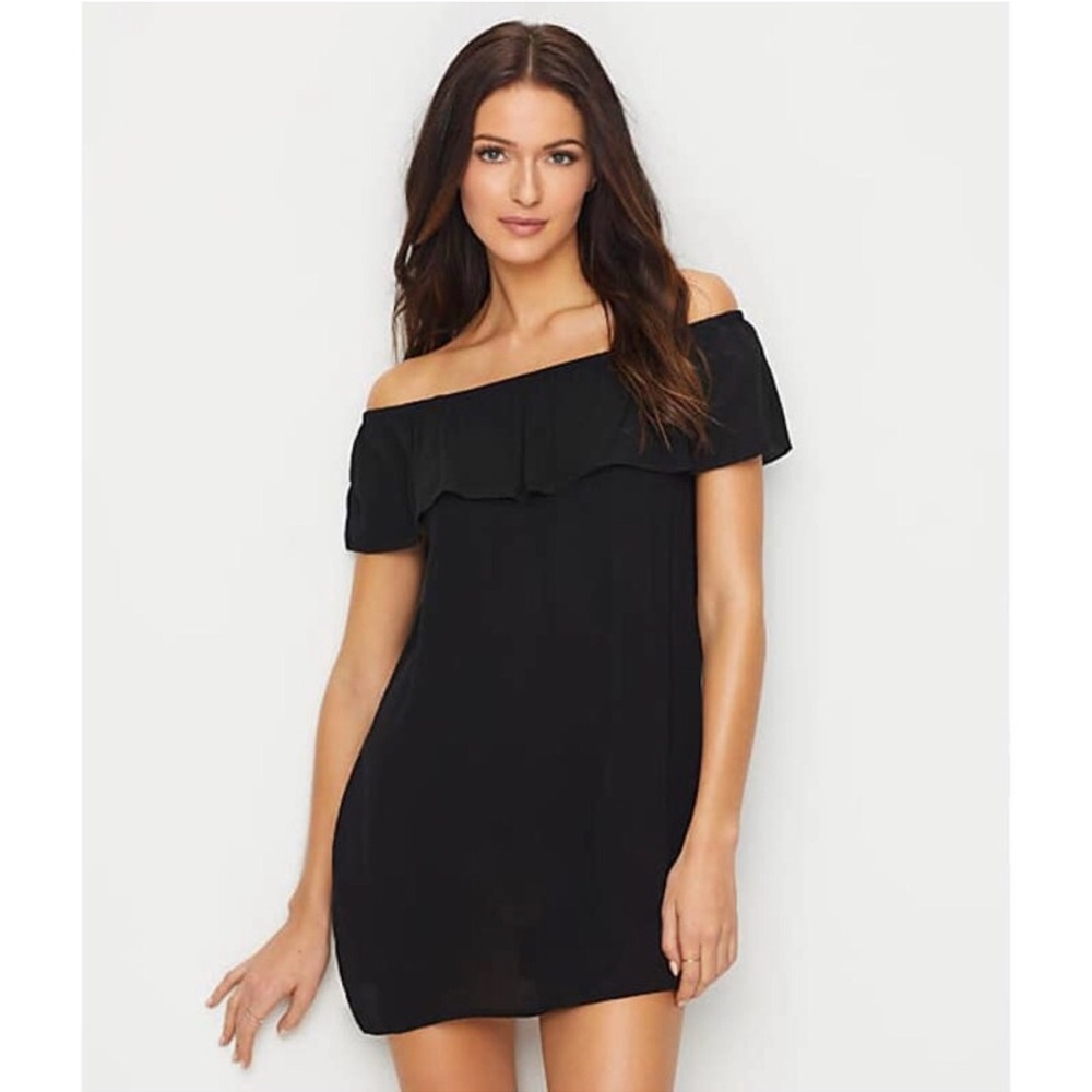 NWOT Becca Modern Muse Strapless Swim Coverup Black Swim Beach Dress SZ Small